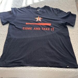 '47 Black Tee with Bold Orange Design